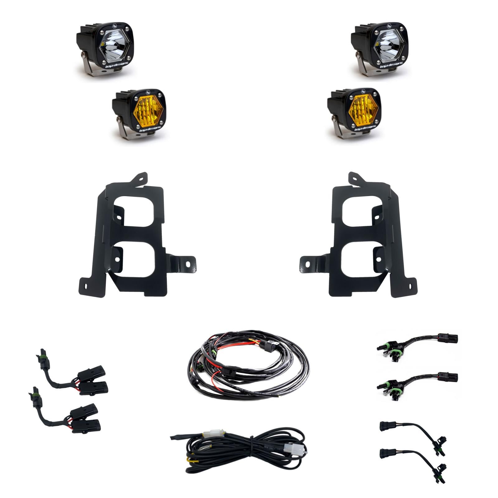 GMC 2500/3500 (20-On) Clear Spot/Baja Amber W/C Fog Pocket Kit by Baja Designs - 447849