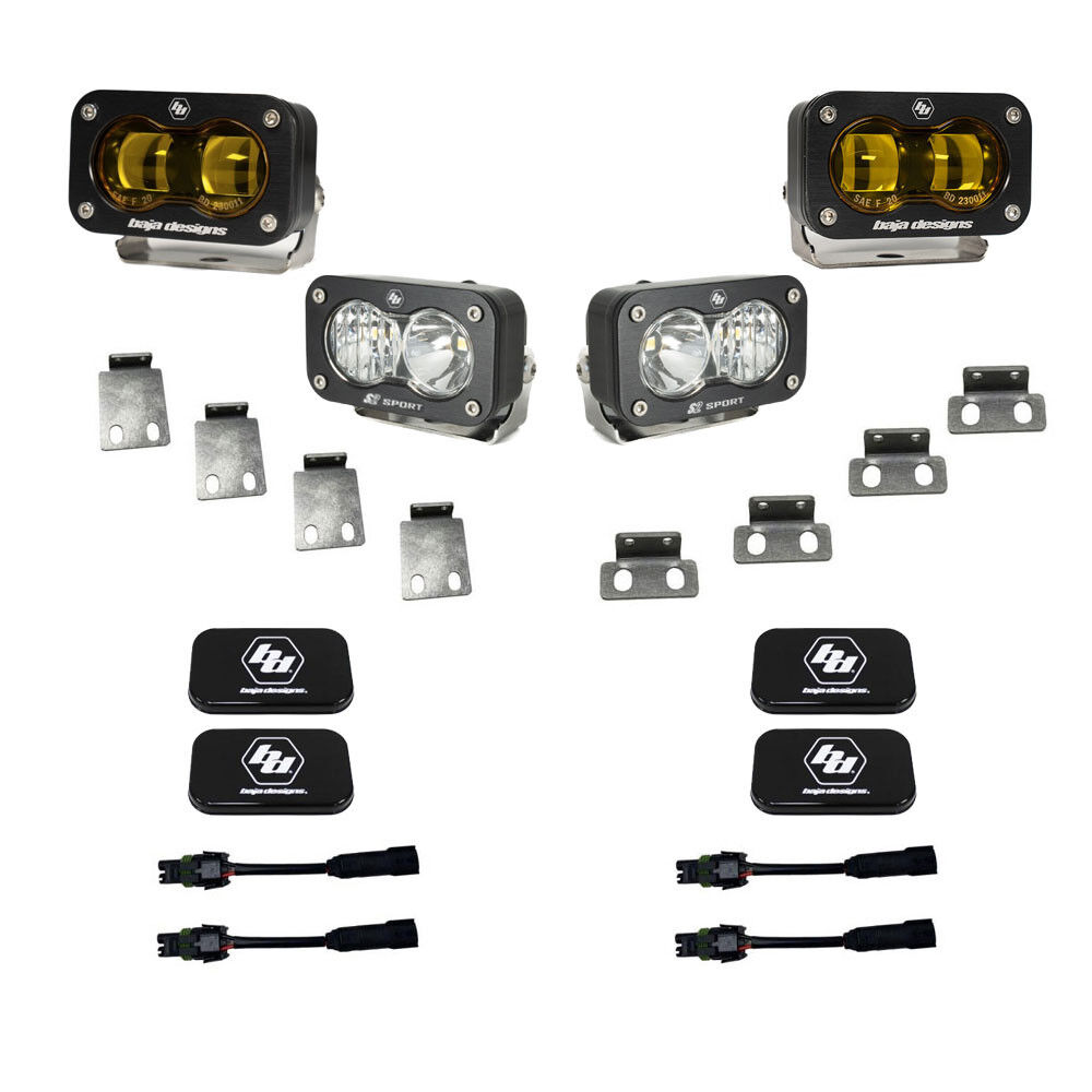 S2 SAE Baja Amber/S2 Sport Fog Pocket Kit Fits 21-On Ford Raptor by Baja Designs - 448181
