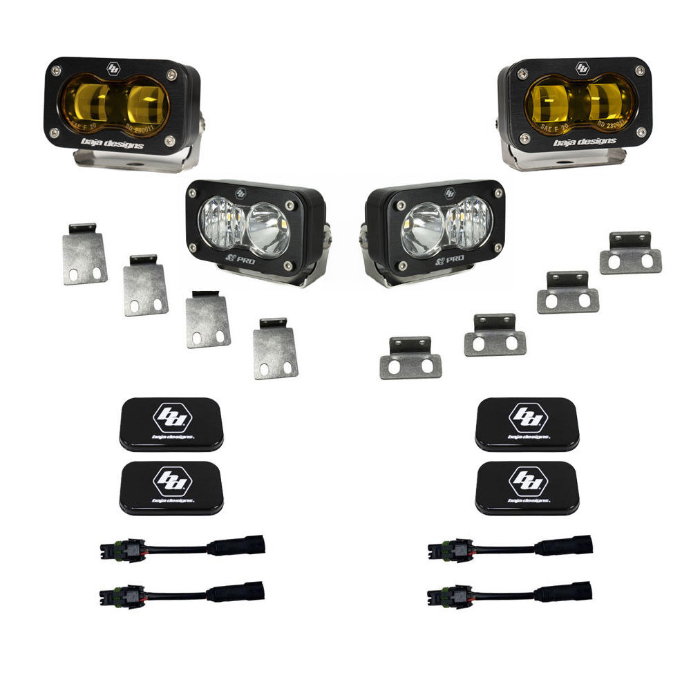 S2 SAE Baja Amber/S2 Pro Fog Pocket Kit Fits 21-On Ford Raptor by Baja Designs - 448183