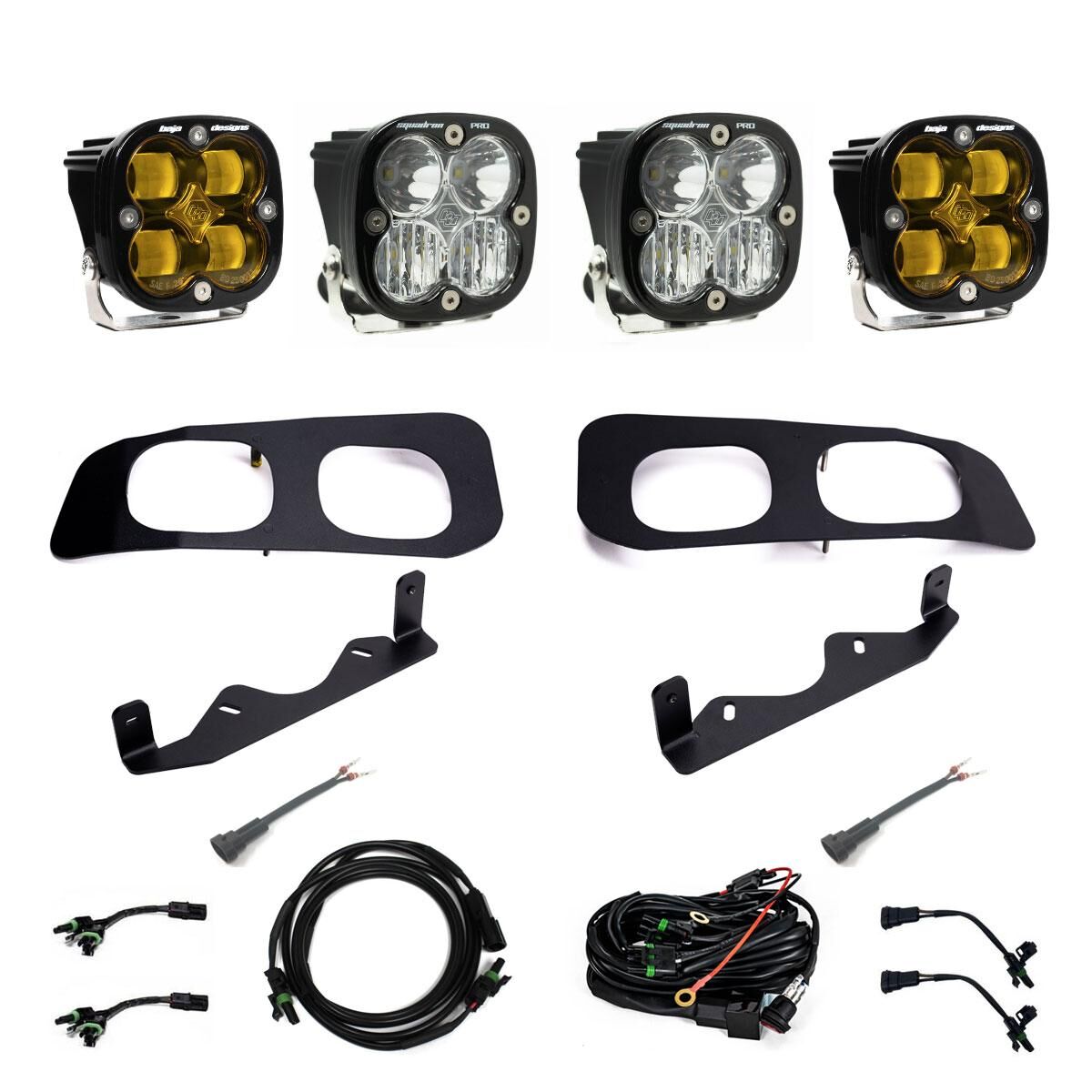 Squadron SAE/Pro Fog Pocket Kit 2023-On Ford F-250/350 Super Duty SAE Fog Baja Amber Toggle Wiring - 448228