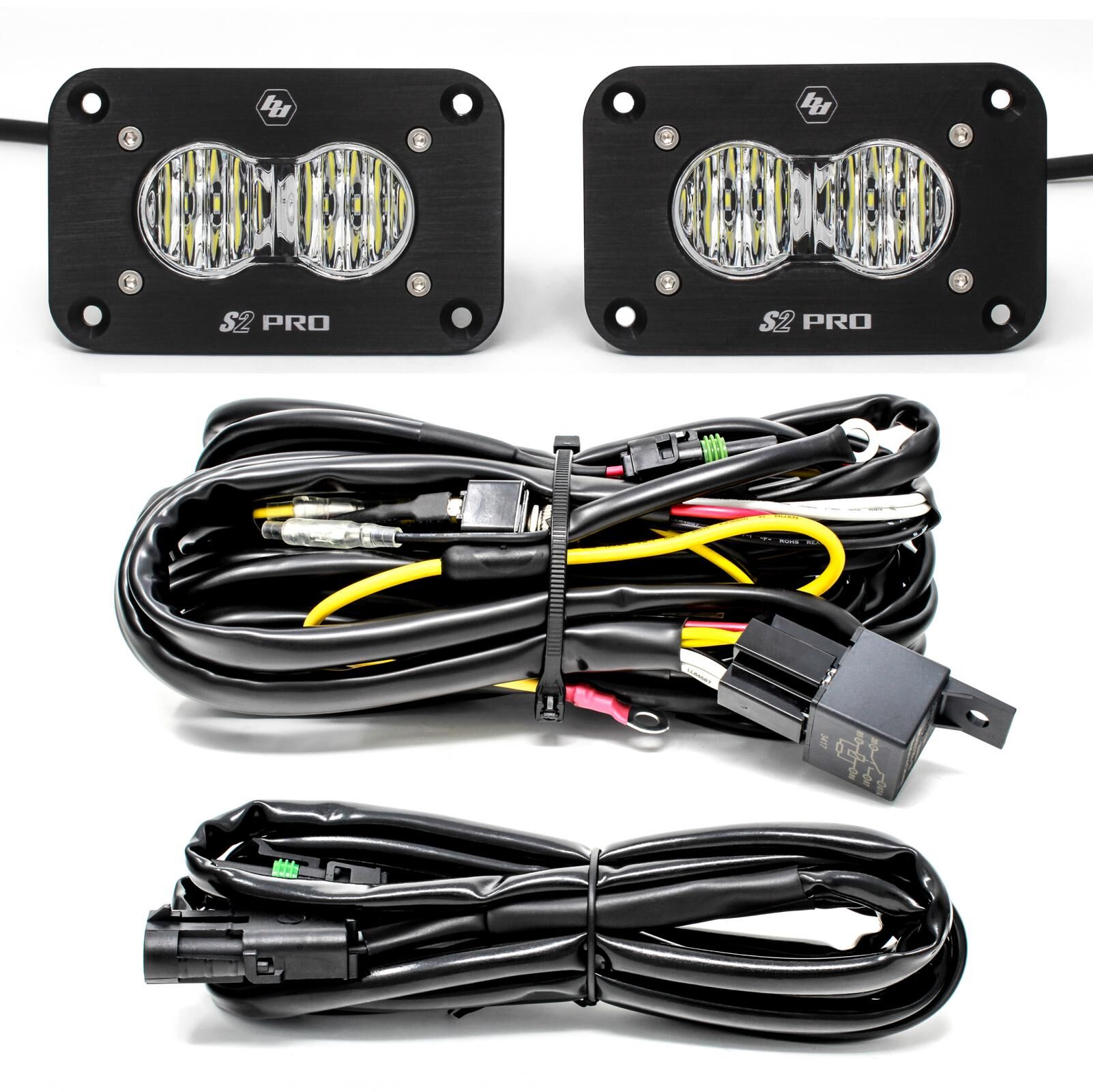 Flush Mount LED Light Pod Kit Wide Cornering Pair S2 Pro by Baja Designs - 487807