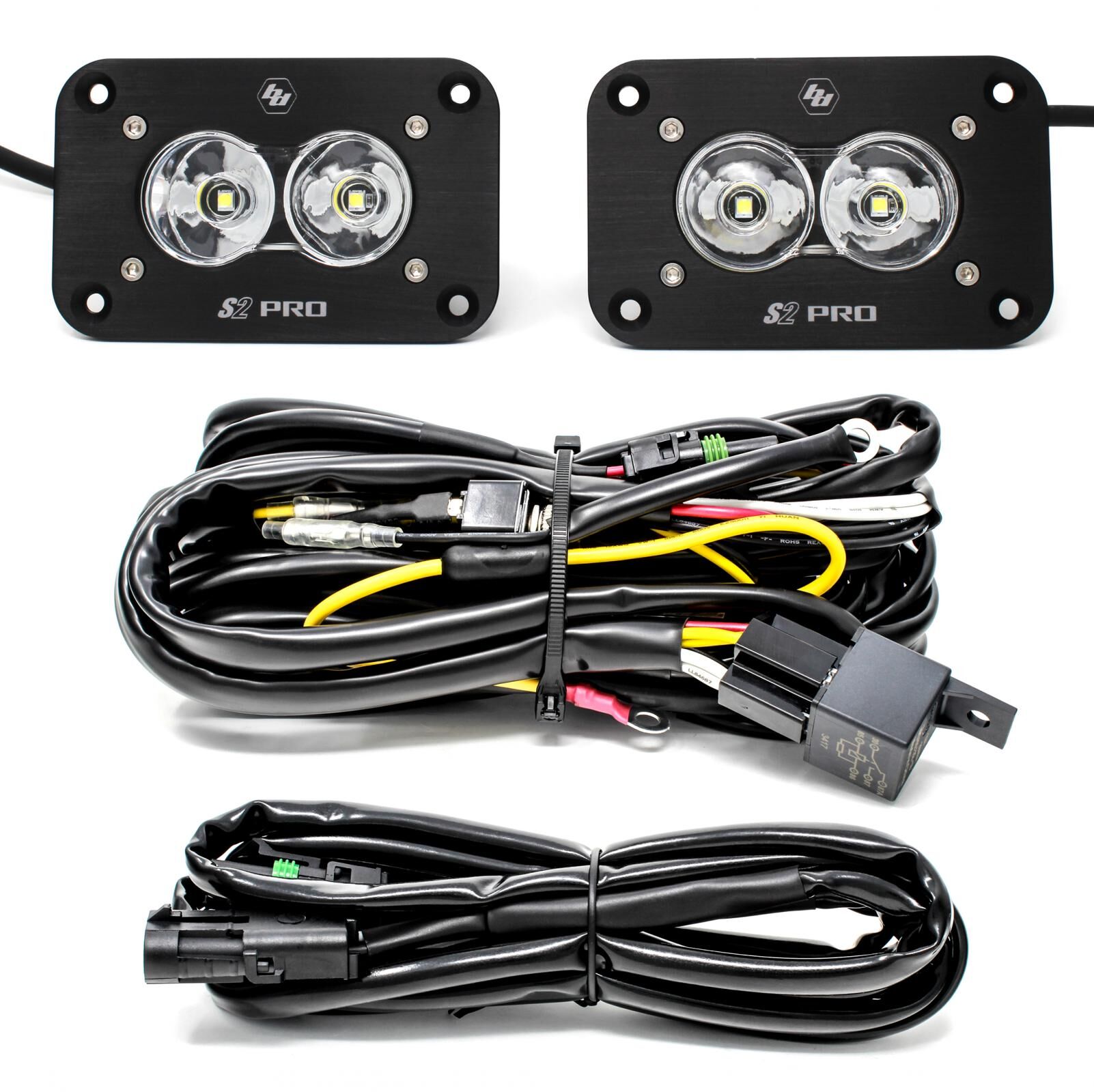 Flush Mount LED Light Pod Kit Work/Scene Pattern Pair S2 Pro by Baja Designs - 487808