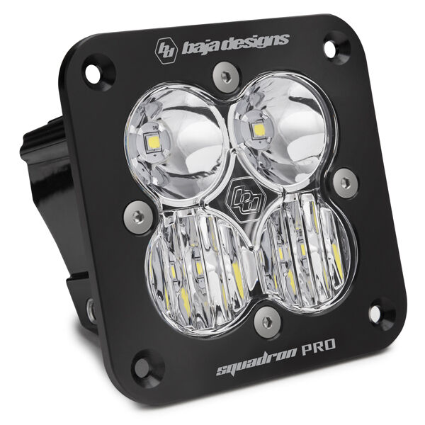 Flush Mount LED Light Pod Black Clear Lens Driving/Combo Pattern Squadron Pro by Baja Designs - 491003