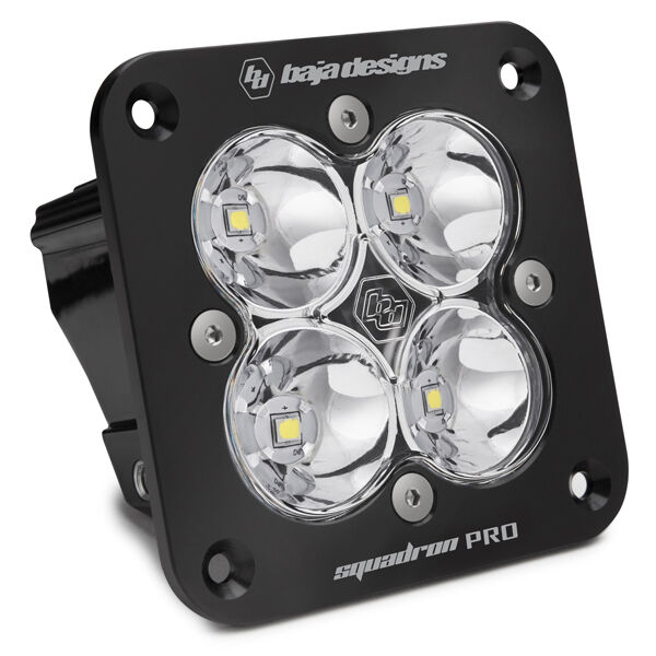 Flush Mount LED Light Pod Black Clear Lens Work/Scene Pattern Squadron Pro by Baja Designs - 491006