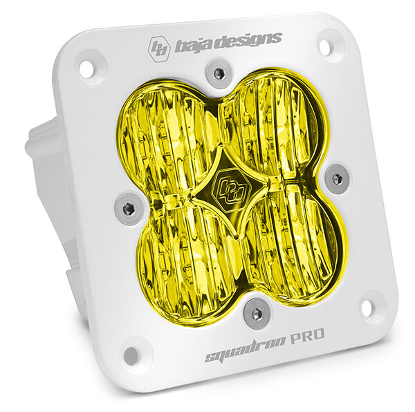 Flush Mount LED Light Pod White Amber Lens Wide Cornering Pattern Squadron Pro by Baja Designs - 491015WT