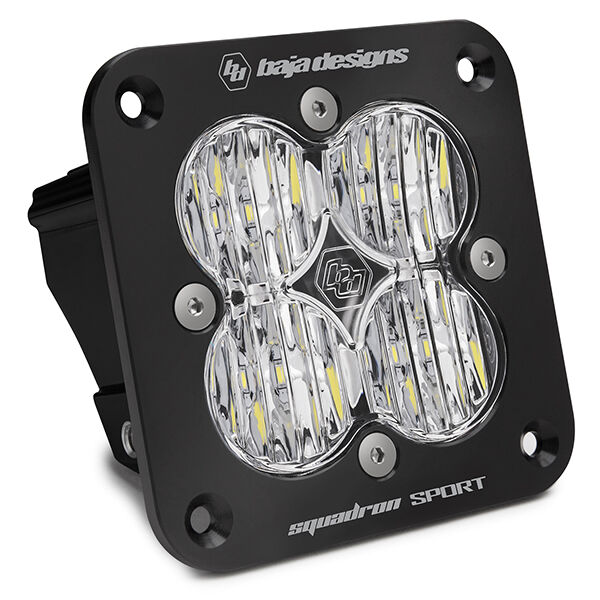 Flush Mount LED Light Pod Black Clear Lens Wide Cornering Pattern Squadron Sport by Baja Designs - 551005