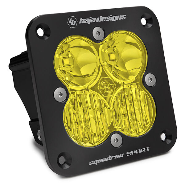 Flush Mount LED Light Pod Black Baja Amber Lens Driving/Combo Pattern Squadron Sport by Baja Designs - 551013