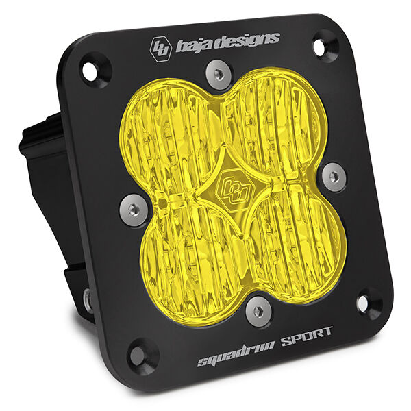 Flush Mount LED Light Pod Black Baja Amber Lens Wide Cornering Pattern Squadron Sport by Baja Designs - 551015
