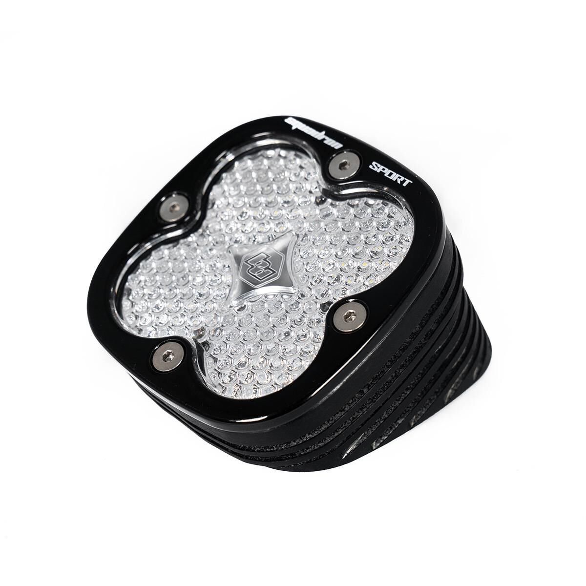 Flush Mount LED Light Pod Angled Black Clear Lens Work/Scene Pattern Squadron Sport by Baja Designs