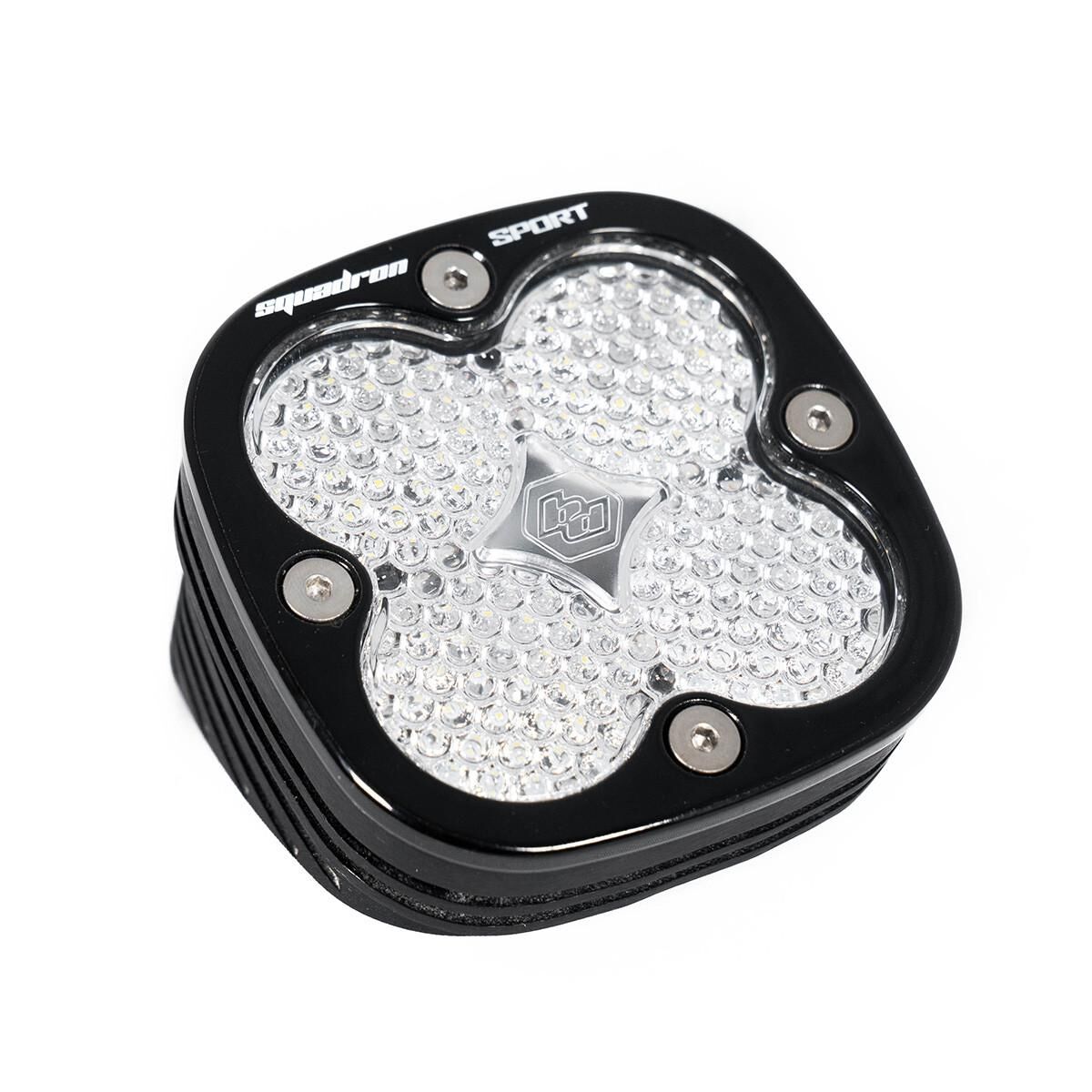 Flush Mount LED Light Pod Angled Black Clear Lens Work/Scene Pattern Squadron Sport by Baja Designs - 552006