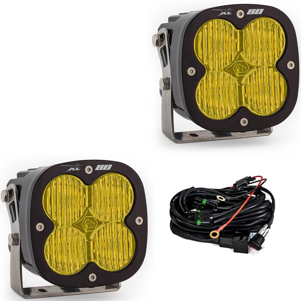 LED Light Pods Baja Amber Lens Wide Cornering Pattern Pair XL80 Series by Baja Designs - 677815