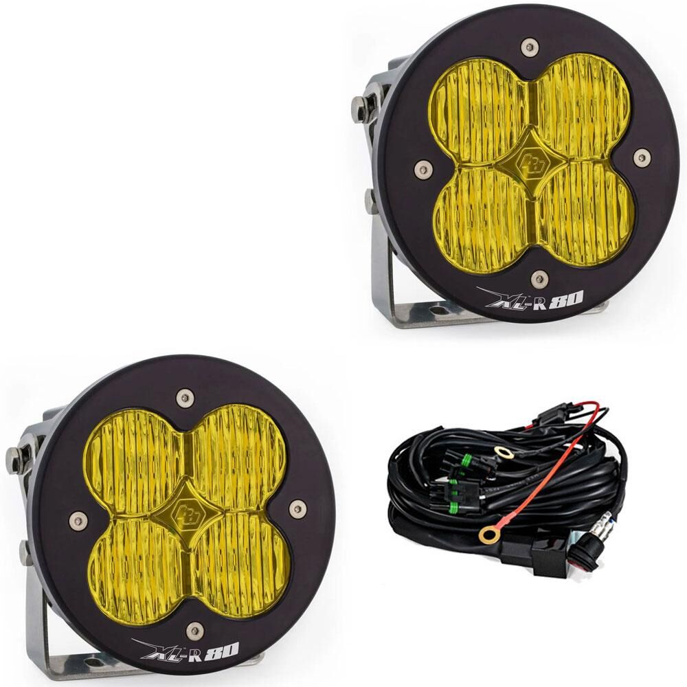 LED Light Pods Baja Amber Lens Wide Cornering Pattern Pair XL R 80 Series by Baja Designs - 767815