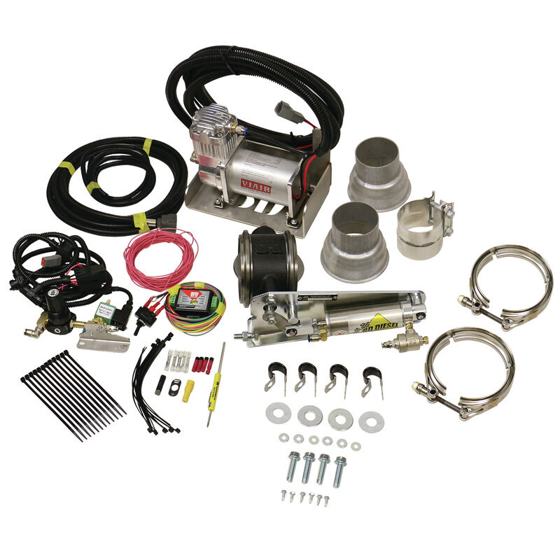 Exhaust Brake Universal 3.0 Inch Remote Mount Air Actuated c/w Air Compressor by BD Diesel - 1028130