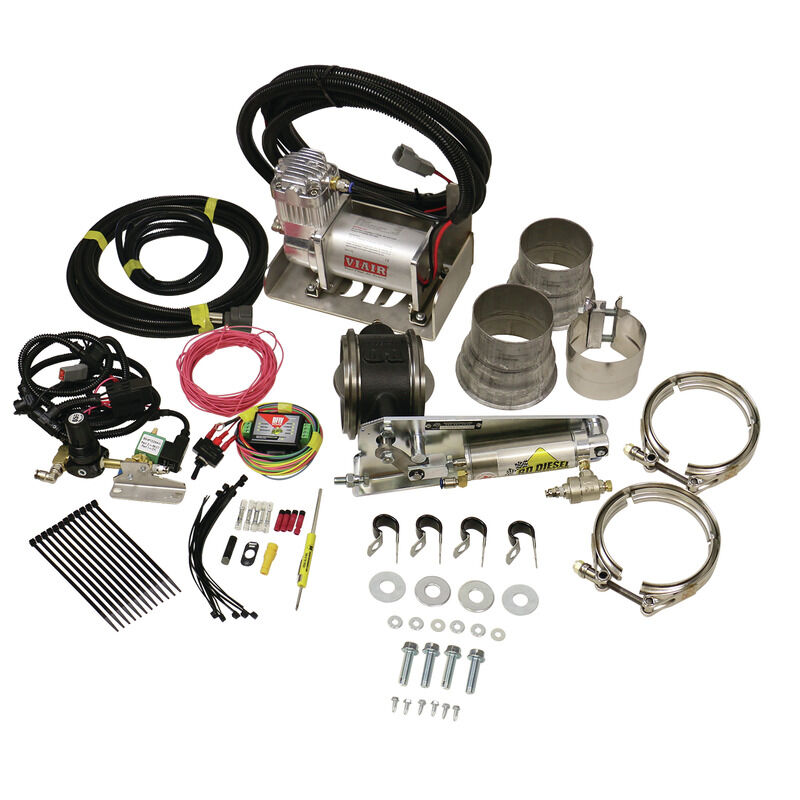 Exhaust Brake Universal 3.5 Inch Remote Mount Air Actuated c/w Air Compressor by BD Diesel - 1028135