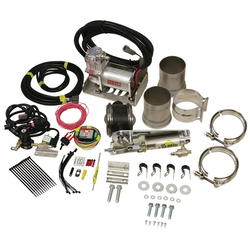 Exhaust Brake Universal 4.0 Inch Remote Mount Air Actuated c/w Air Compressor by BD Diesel - 1028140