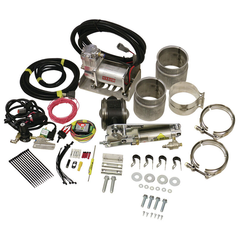 Exhaust Brake Universal 5.0 Inch Remote Mount Air Actuated c/w Air Compressor by BD Diesel - 1028150