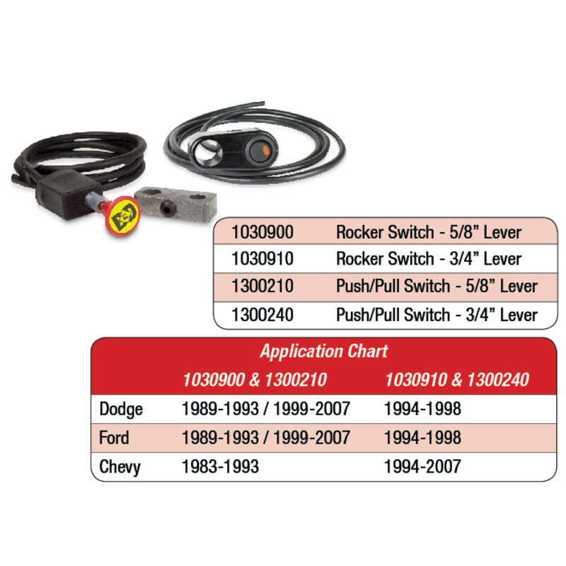 Exhaust Brake Push/Pull Switch Kit 5/8 Inch Diameter Shift Lever by BD Diesel