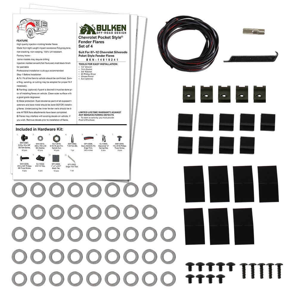 2007-2013 Chevrolet Silverado 1500 Terrain Fender Flares 4PC by Bulken Off-Road