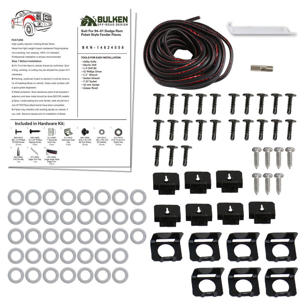 1994-2001 Dodge Ram 1500/2500/3500 Terrain Fender Flares 4PC by Bulken Off-Road