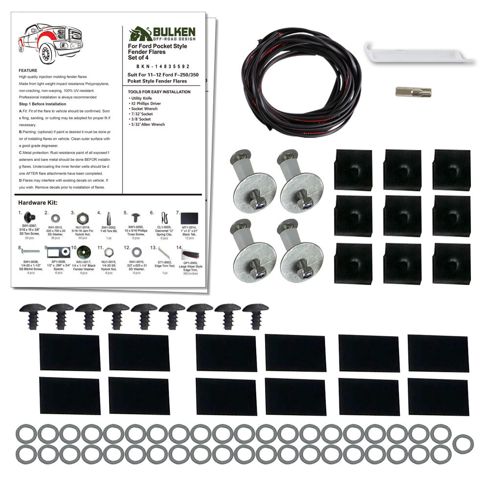 2011-2016 Ford F-250/F-350 Super Duty Styleside Terrain Fender Flares 4PC by Bulken Off-Road
