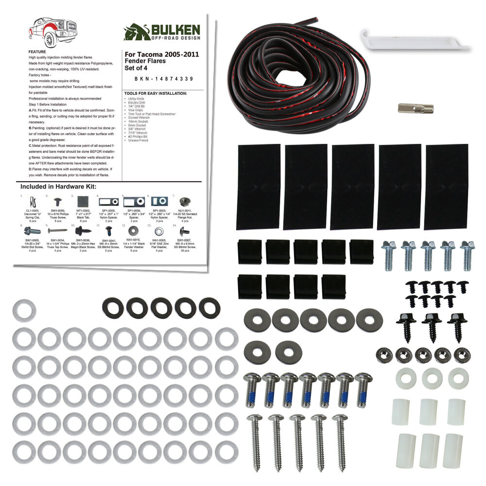 2005-2011 Toyota Tacoma Terrain Fender Flares 4PC by Bulken Off-Road