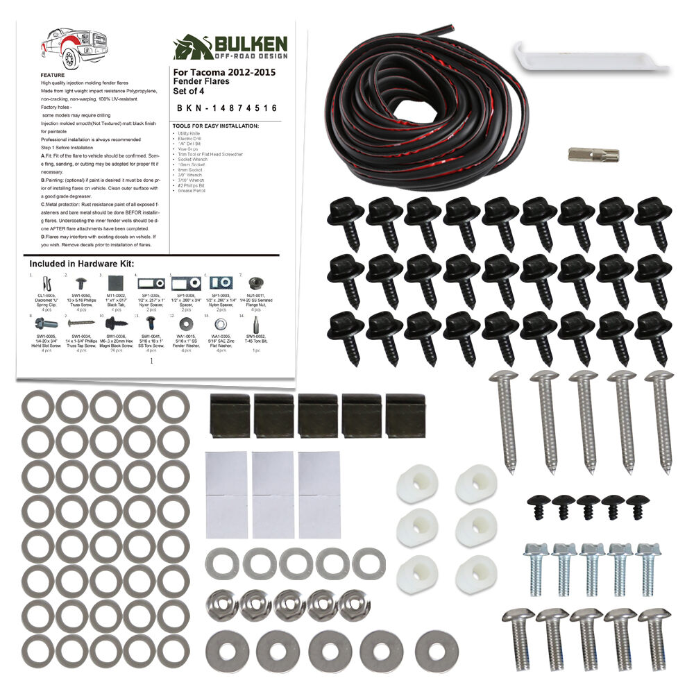 2012-2015 Toyota Tacoma Fleetside Terrain Fender Flares 4PC by Bulken Off-Road