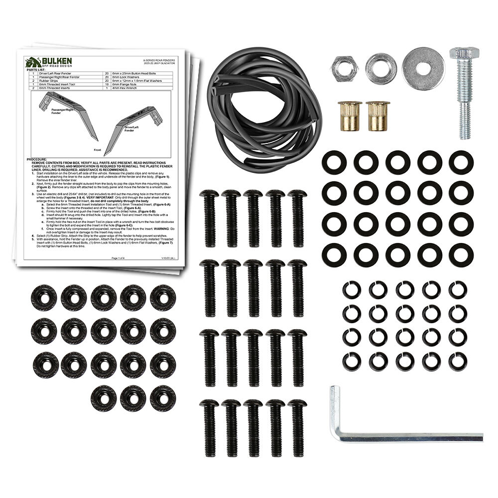 2020-2024 Jeep Gladiator X-Series Rear Fender Flares 4PC by Bulken Off-Road