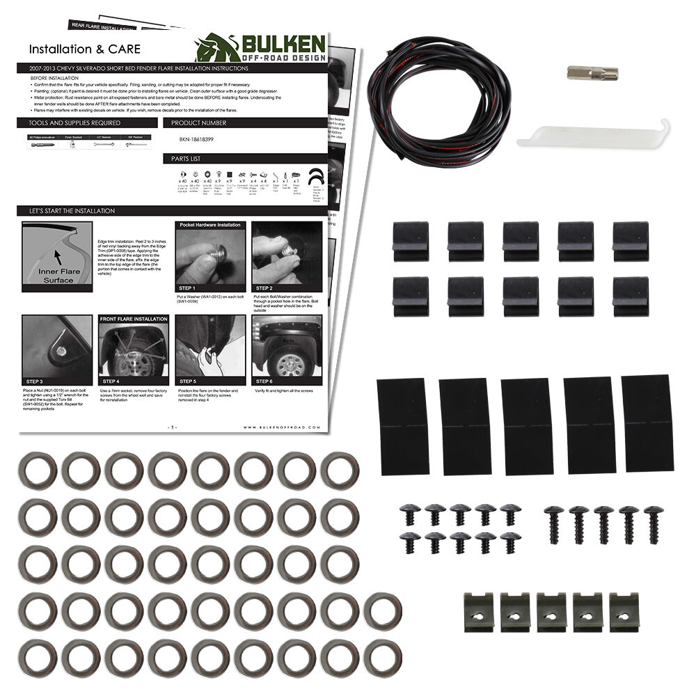 2007-2013 Chevrolet Silverado 1500 69.3 Inch Short Bed Rugged Fender Flares 4PC by Bulken Off-Road