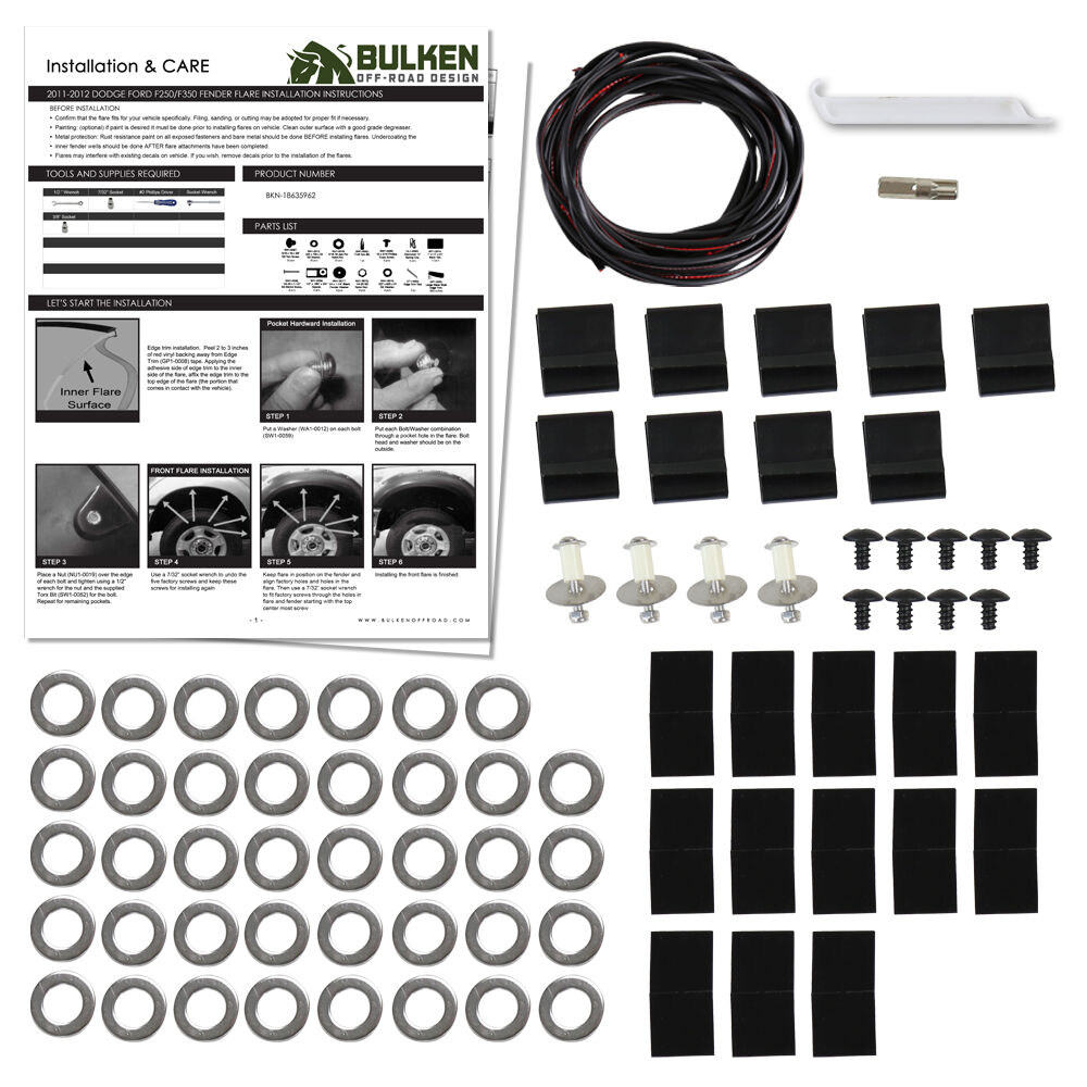 2011-2016 Ford F-250/F-350/F-450 Super Duty Styleside Rugged Fender Flares 4PC by Bulken Off-Road