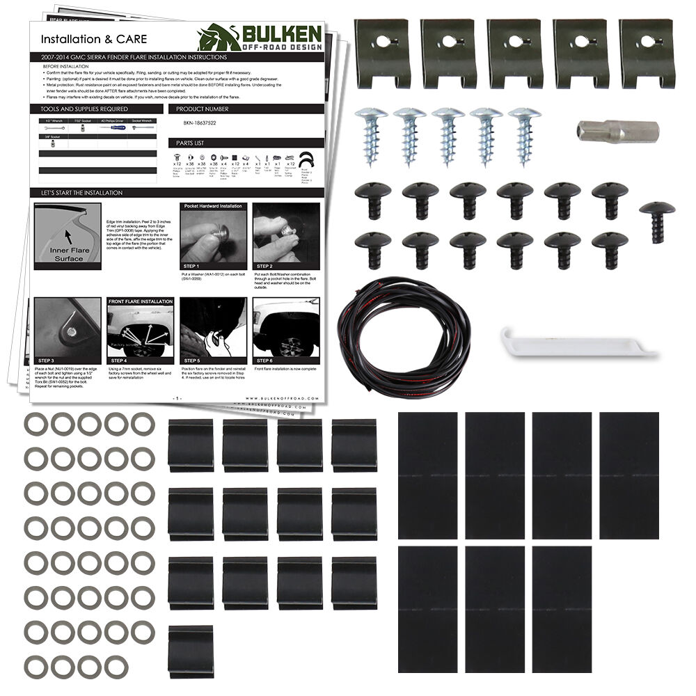 2007-2013 GMC Sierra 1500 Fleetside Rugged Fender Flares 4PC by Bulken Off-Road