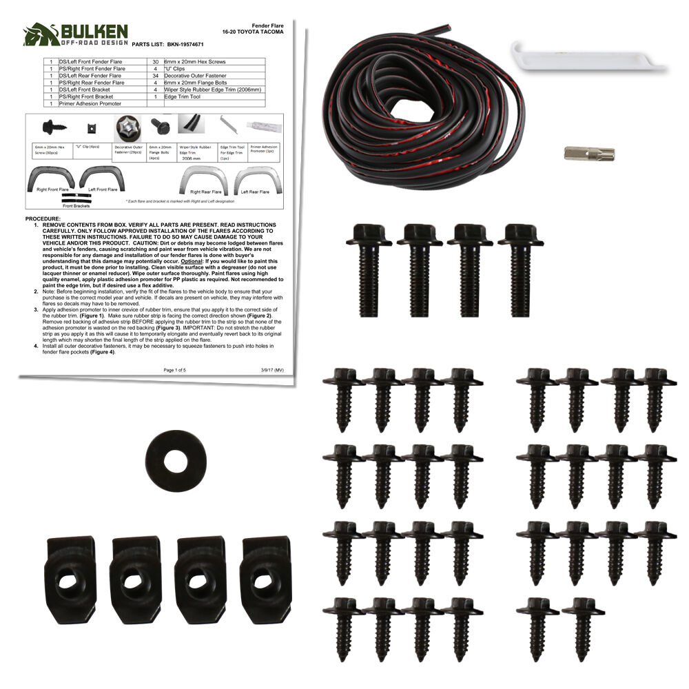 2016-2023 Toyota Tacoma Terrain Fender Flares 4PC by Bulken Off-Road