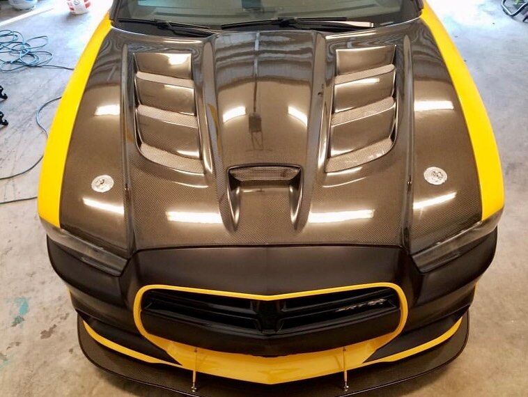 2011-2014 Dodge Charger Sniper 2.0 Carbon Fiber Hood - Carbon Fiber Inner and Outer