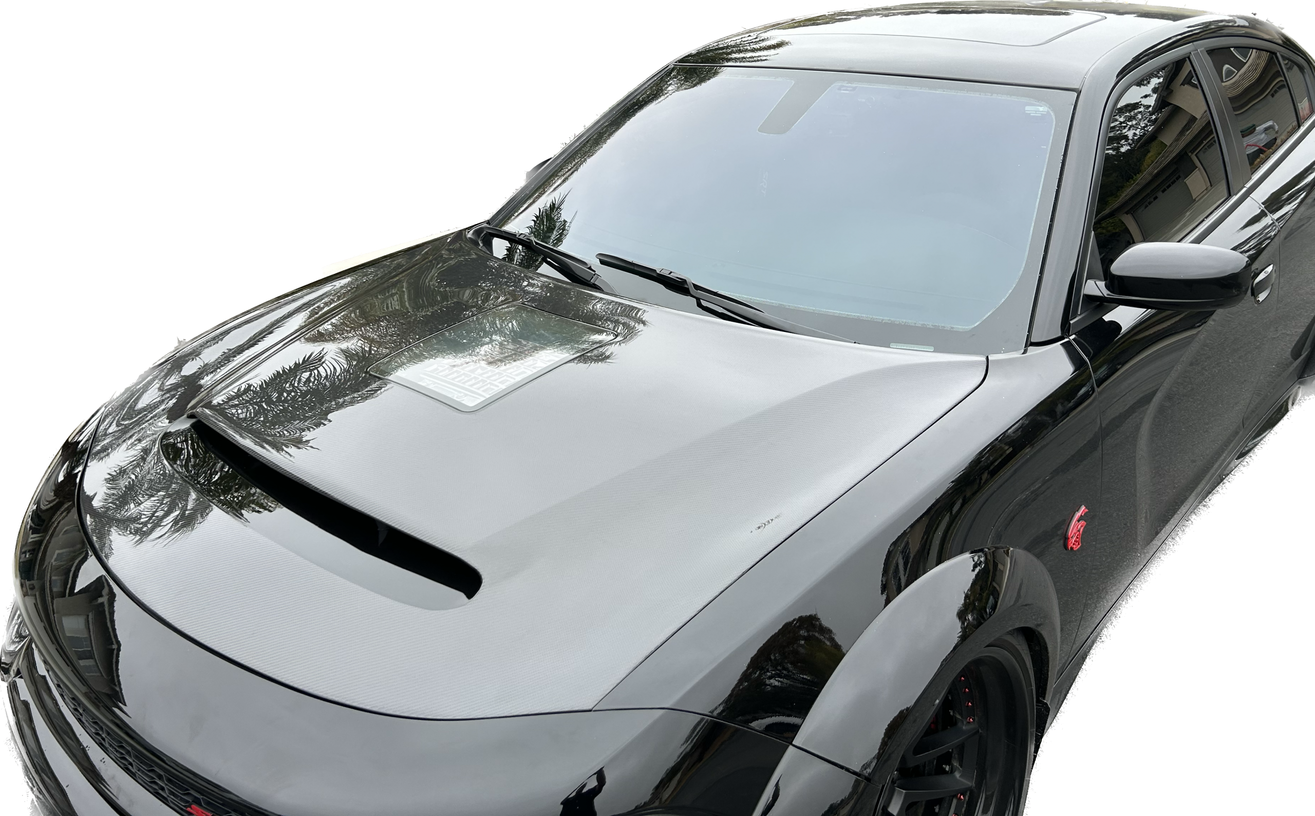 2015-2022 Dodge Charger Carbon Fiber Hood - Carbon Fiber Outer Piece With Fiberglass Inner Piece
