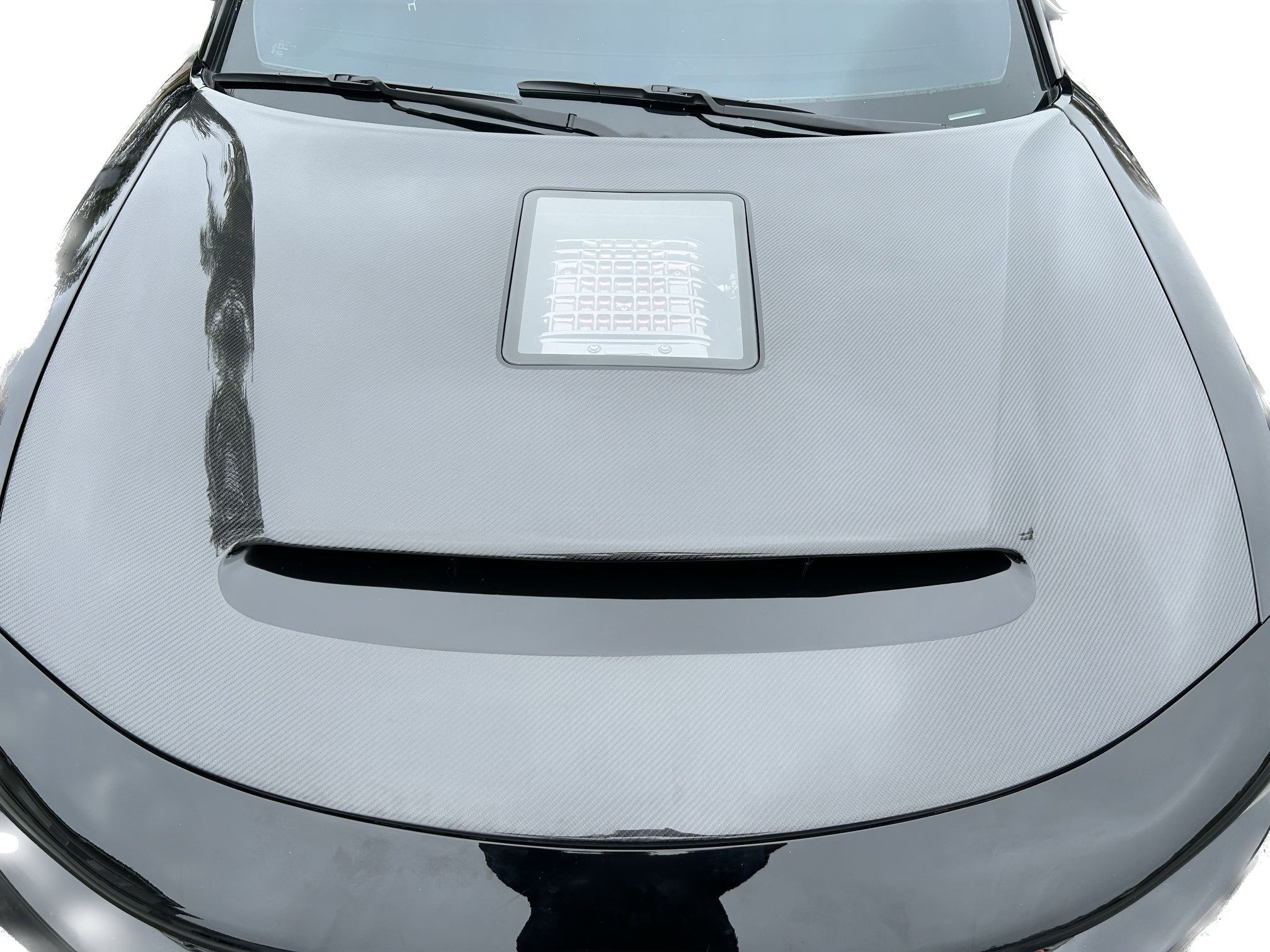 2015-2022 Dodge Charger Carbon Fiber Hood - Carbon Fiber Outer Piece With Carbon Fiber Inner Piece