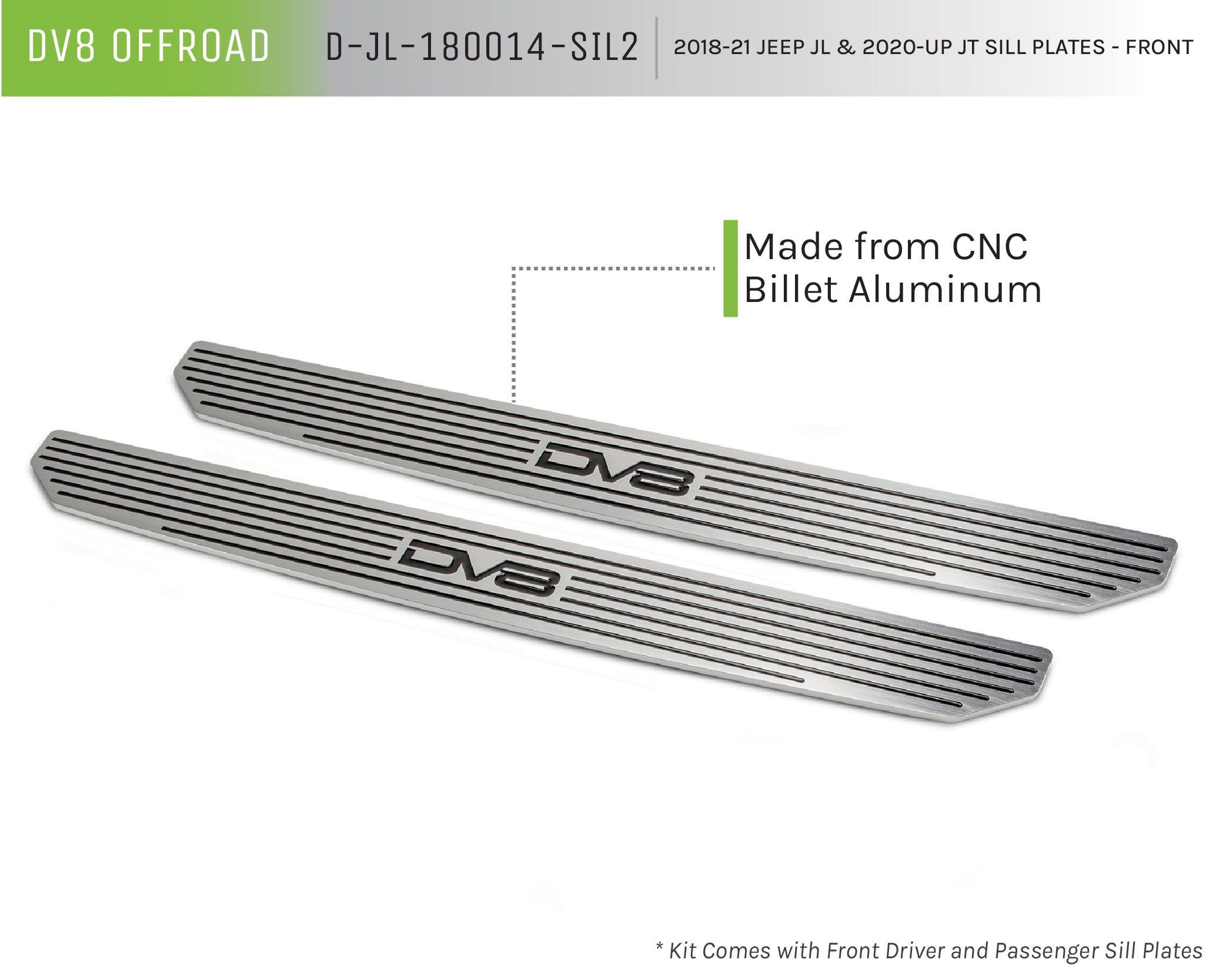 2018-2022 Jeep Wrangler JL & 2020-2022 JT Sill Plates Front by DV8 Off-Road