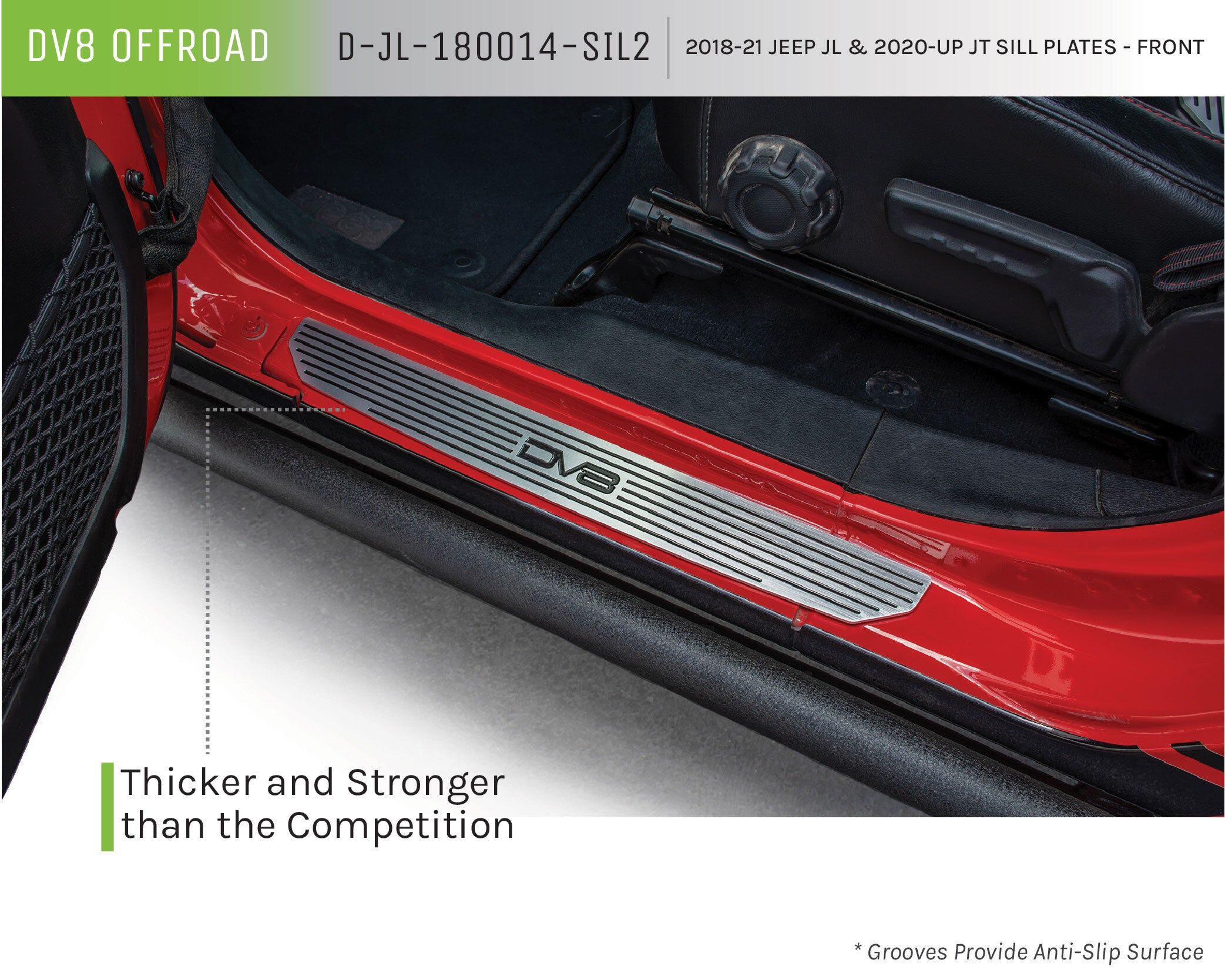 2018-2022 Jeep Wrangler JL & 2020-2022 JT Sill Plates Front by DV8 Off-Road