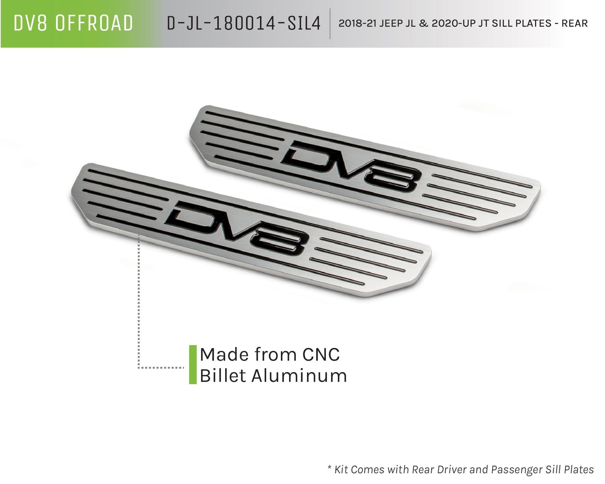 2018-2022 Jeep Wrangler JL & 2020-2022 JT Sill Plates Rear by DV8 Off-Road