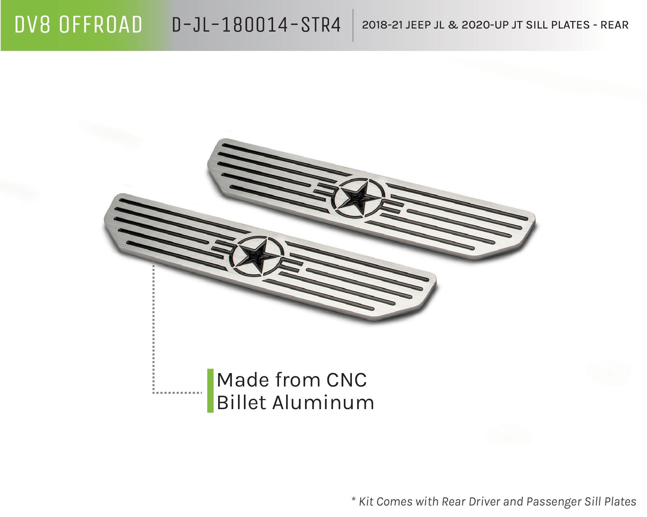 2018-2022 Jeep Wrangler JL & 2020-2022 JT Sill Plates Rear by DV8 Off-Road