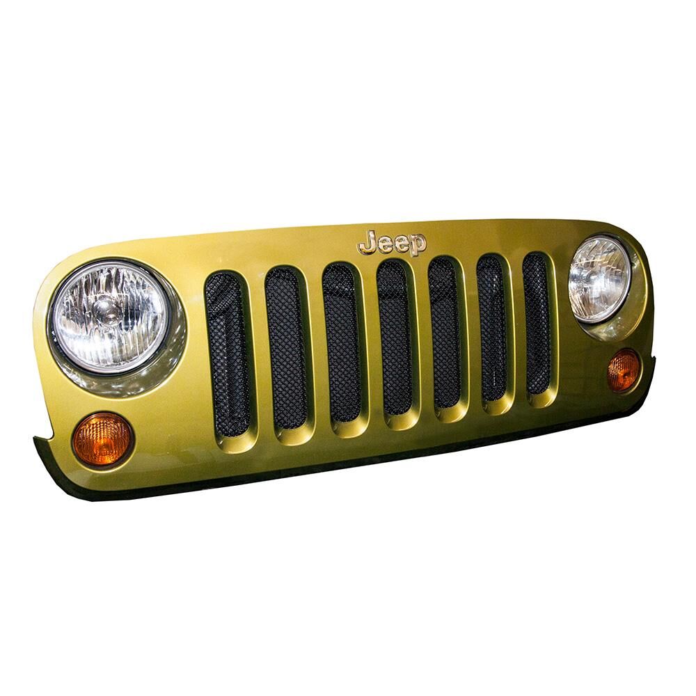 2007-2018 Jeep Wrangler JK 1-Piece Mesh Grille Black by DV8 Off-Road - D-JP-190010-BK