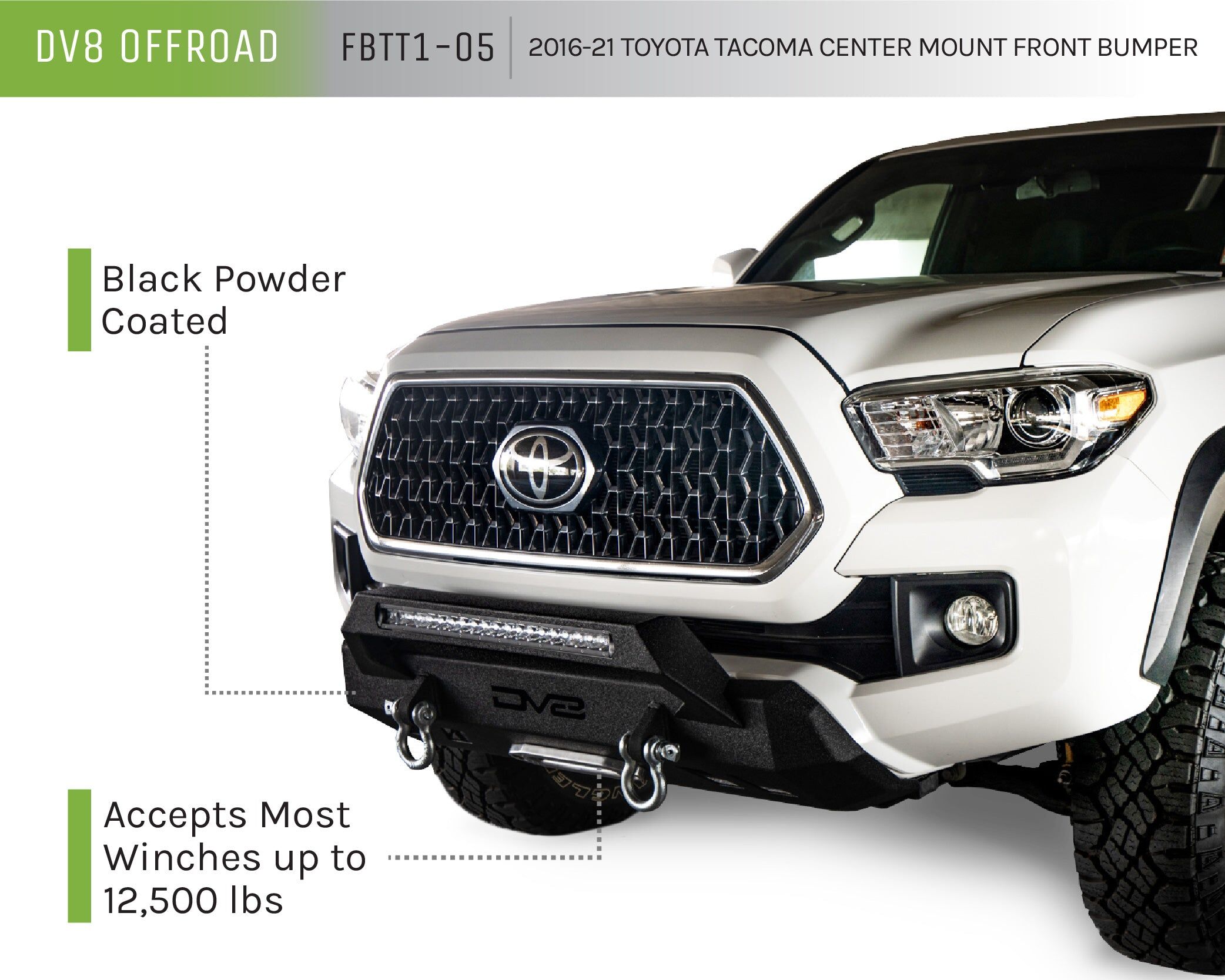 2016-2023 Toyota Tacoma Center Mount Front Bumper by DV8 Off-Road