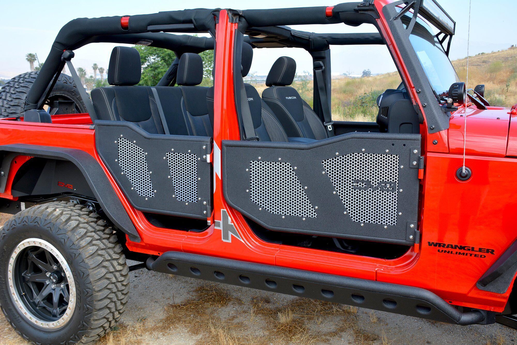 2007-2017 Jeep Wrangler Aluminum Mesh Inserts For Front JK Rock Doors by DV8 Off-Road