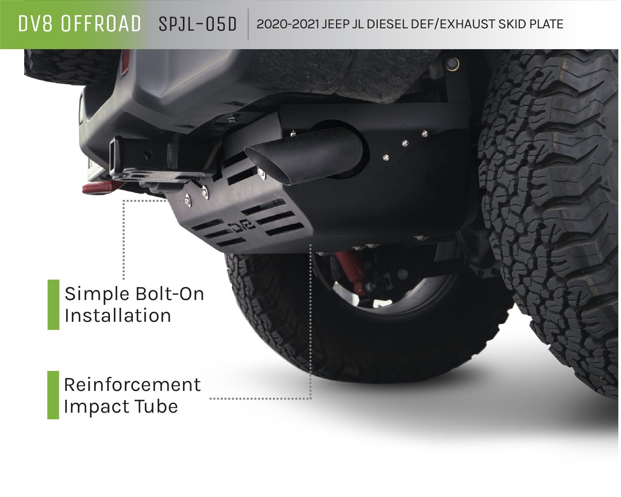 2020-2022 Jeep Wrangler JL Diesel Def/Exhaust Skid Plate by DV8 Off-Road