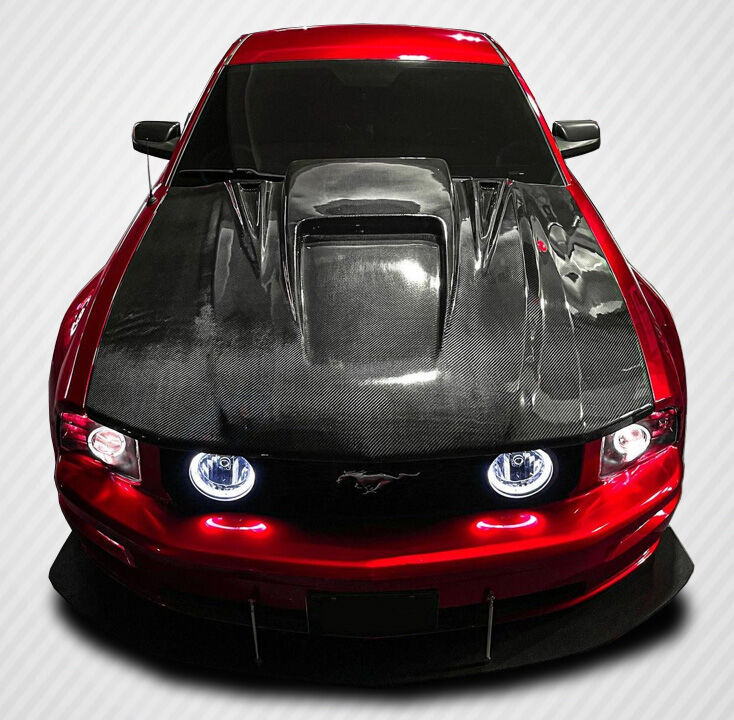 2005-2009 Ford Mustang Carbon Fiber Spyder3 Hood - 1 Piece - 104171