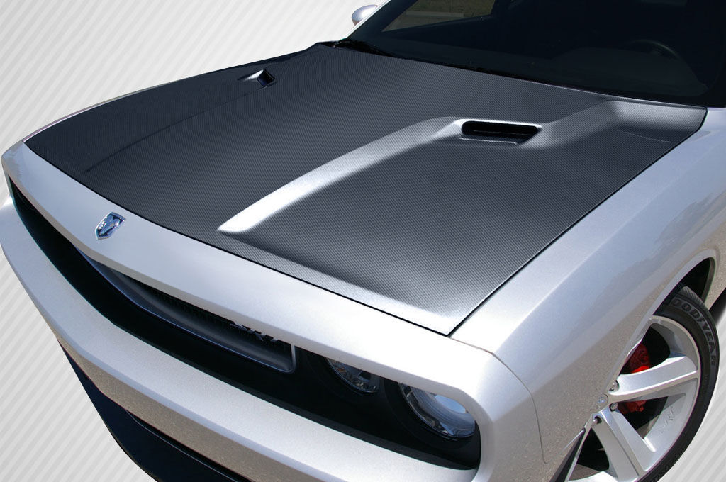 2008-2023 Dodge Challenger Carbon Fiber SRT Look Hood - 1 Piece - 105786