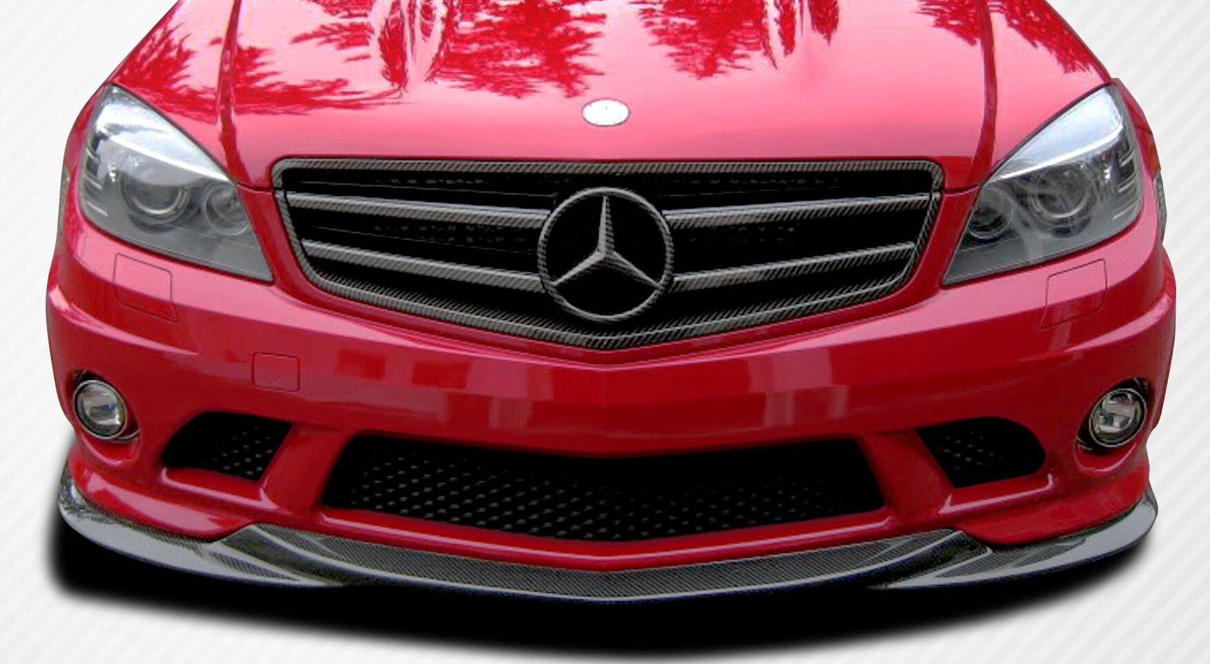 2008-2011 Mercedes C63 W204 Carbon Fiber L-Sport Front Under Spoiler Air Dam Lip