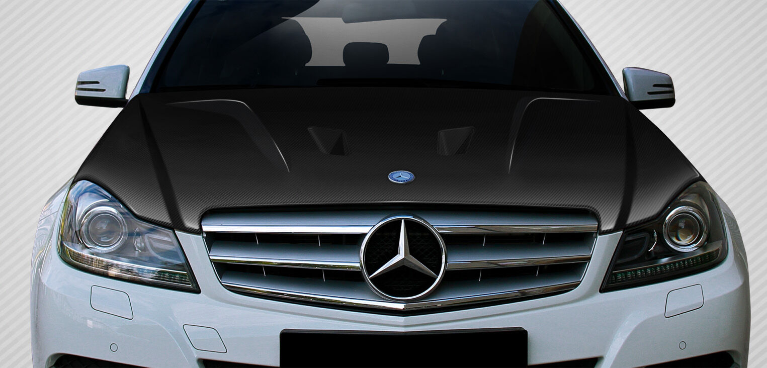 2012-2014 Mercedes C Class W204 Carbon Fiber Black Series Look Hood - 1 Piece -
