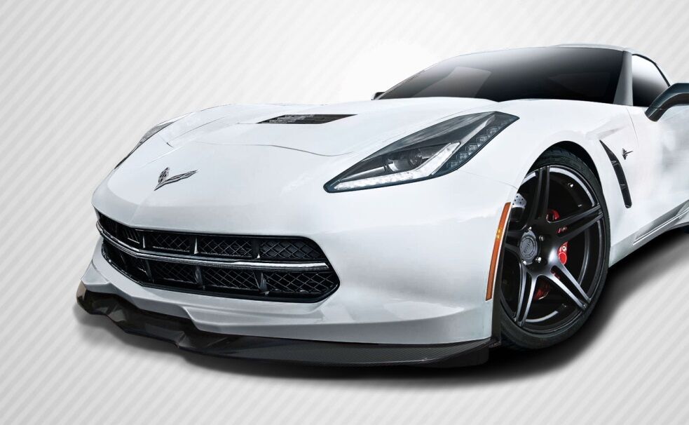 2014-2016 Chevy Corvette C7 Carbon Fiber Apex Front Splitter - 3 Piece - 112472