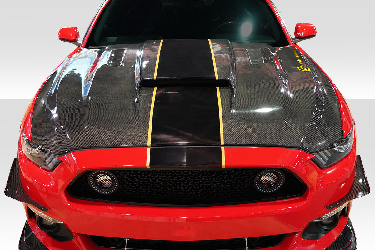 2015-2017 Ford Mustang Carbon Fiber CVX Hood - 1 Piece - 112582