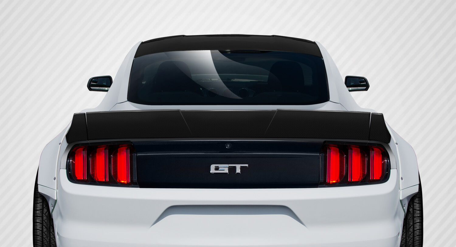 2015-2023 Ford Mustang Carbon Fiber Grid Rear Wing Spoiler - 3 Piece - 112586