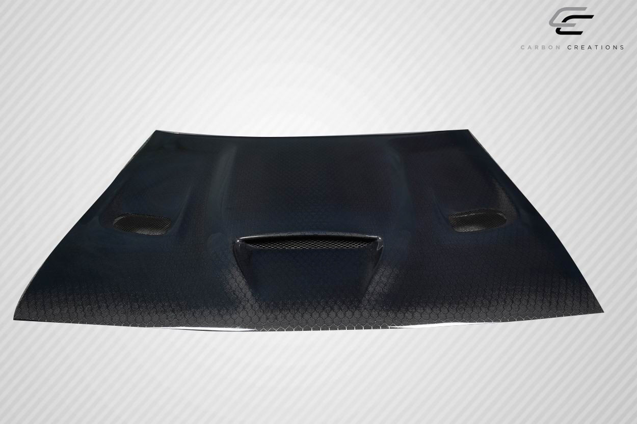 2008-2023 Dodge Challenger Carbon Fiber Geo6ix Dritech Hellcat Look Hood - 1 Piece